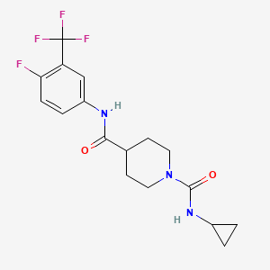 molecular formula C17H19F4N3O2 B2377635 N1-cyclopropyl-N4-(4-fluoro-3-(trifluoromethyl)phenyl)piperidine-1,4-dicarboxamide CAS No. 1219841-96-9