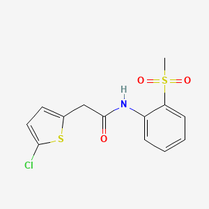 molecular formula C13H12ClNO3S2 B2377637 2-(5-chlorothiophen-2-yl)-N-(2-(methylsulfonyl)phenyl)acetamide CAS No. 921778-50-9