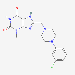 molecular formula C17H19ClN6O2 B2377638 8-[[4-(3-chlorophenyl)piperazin-1-yl]methyl]-3-methyl-7H-purine-2,6-dione CAS No. 839681-59-3