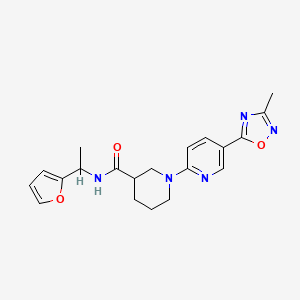 molecular formula C20H23N5O3 B2377640 N-[1-(2-呋喃基)乙基]-1-[5-(3-甲基-1,2,4-恶二唑-5-基)吡啶-2-基]哌啶-3-甲酰胺 CAS No. 1396876-86-0