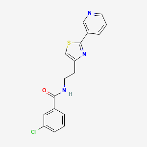 molecular formula C17H14ClN3OS B2377642 3-chloro-N-(2-(2-(pyridin-3-yl)thiazol-4-yl)ethyl)benzamide CAS No. 863513-26-2