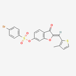 molecular formula C20H13BrO5S2 B2377653 (Z)-2-((3-methylthiophen-2-yl)methylene)-3-oxo-2,3-dihydrobenzofuran-6-yl 4-bromobenzenesulfonate CAS No. 929413-56-9