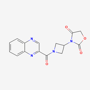 molecular formula C15H12N4O4 B2377655 3-(1-(Quinoxaline-2-carbonyl)azetidin-3-yl)oxazolidine-2,4-dione CAS No. 2034270-83-0