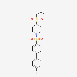 molecular formula C21H26FNO4S2 B2377662 1-((4'-Fluoro-[1,1'-biphenyl]-4-yl)sulfonyl)-4-(isobutylsulfonyl)piperidine CAS No. 1797981-06-6