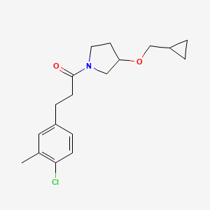 molecular formula C18H24ClNO2 B2377663 3-(4-Chloro-3-methylphenyl)-1-(3-(cyclopropylmethoxy)pyrrolidin-1-yl)propan-1-one CAS No. 2034614-30-5