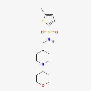 molecular formula C16H26N2O3S2 B2377667 5-methyl-N-((1-(tetrahydro-2H-pyran-4-yl)piperidin-4-yl)methyl)thiophene-2-sulfonamide CAS No. 2034443-75-7