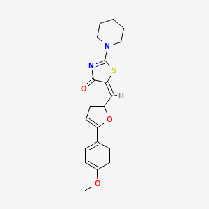 molecular formula C20H20N2O3S B2377671 (E)-5-((5-(4-methoxyphenyl)furan-2-yl)methylene)-2-(piperidin-1-yl)thiazol-4(5H)-one CAS No. 507227-84-1