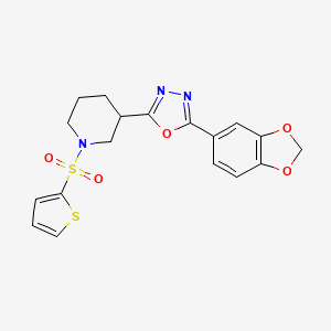 2-(Benzo[d][1,3]dioxol-5-yl)-5-(1-(thiophen-2-ylsulfonyl)piperidin-3-yl)-1,3,4-oxadiazole