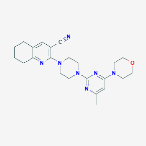 molecular formula C23H29N7O B2377675 2-[4-(4-Methyl-6-morpholin-4-ylpyrimidin-2-yl)piperazin-1-yl]-5,6,7,8-tetrahydroquinoline-3-carbonitrile CAS No. 2415531-80-3