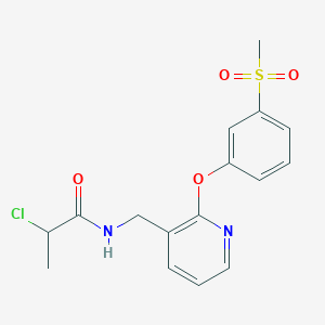 molecular formula C16H17ClN2O4S B2377688 2-Chloro-N-[[2-(3-methylsulfonylphenoxy)pyridin-3-yl]methyl]propanamide CAS No. 2411199-66-9