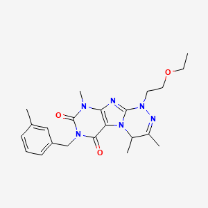 molecular formula C22H28N6O3 B2377691 1-(2-Ethoxyethyl)-3,4,9-Trimethyl-7-(3-Methylbenzyl)-1,4-Dihydro-[1,2,4]Triazino[3,4-f]Purin-6,8(7H,9H)-dion CAS No. 919028-70-9