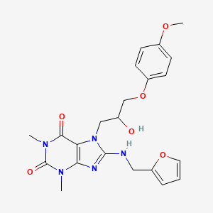 molecular formula C22H25N5O6 B2377694 8-((furan-2-ylmethyl)amino)-7-(2-hydroxy-3-(4-methoxyphenoxy)propyl)-1,3-dimethyl-1H-purine-2,6(3H,7H)-dione CAS No. 333752-30-0