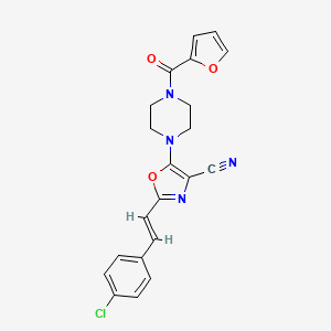 (E)-2-(4-chlorostyryl)-5-(4-(furan-2-carbonyl)piperazin-1-yl)oxazole-4-carbonitrile