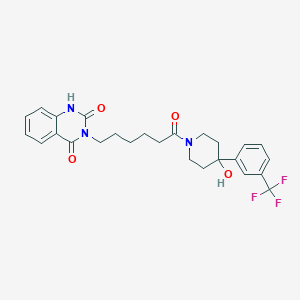 molecular formula C26H28F3N3O4 B2377698 3-(6-(4-hydroxy-4-(3-(trifluoromethyl)phenyl)piperidin-1-yl)-6-oxohexyl)quinazoline-2,4(1H,3H)-dione CAS No. 896383-41-8