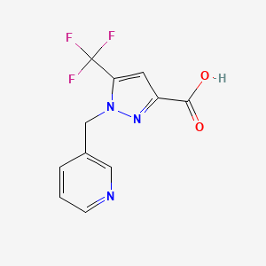 molecular formula C11H8F3N3O2 B2377706 1-(Pyridin-3-ylmethyl)-5-(trifluoromethyl)-1H-pyrazole-3-carboxylic acid CAS No. 2197062-35-2