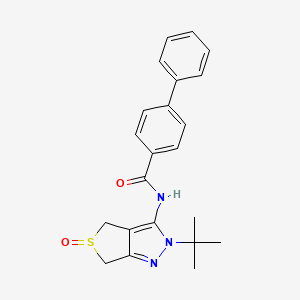molecular formula C22H23N3O2S B2377718 N-(2-(tert-butyl)-5-oxido-4,6-dihydro-2H-thieno[3,4-c]pyrazol-3-yl)-[1,1'-biphenyl]-4-carboxamide CAS No. 1007551-25-8