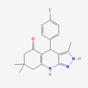 molecular formula C19H20FN3O B2377726 4-(4-fluorophenyl)-3,7,7-trimethyl-2,4,6,7,8,9-hexahydro-5H-pyrazolo[3,4-b]quinolin-5-one CAS No. 865658-69-1