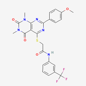 molecular formula C24H20F3N5O4S B2377728 2-((2-(4-methoxyphenyl)-6,8-dimethyl-5,7-dioxo-5,6,7,8-tetrahydropyrimido[4,5-d]pyrimidin-4-yl)thio)-N-(3-(trifluoromethyl)phenyl)acetamide CAS No. 852168-63-9