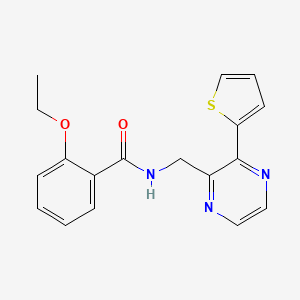 molecular formula C18H17N3O2S B2377729 2-ethoxy-N-((3-(thiophen-2-yl)pyrazin-2-yl)methyl)benzamide CAS No. 2034495-71-9
