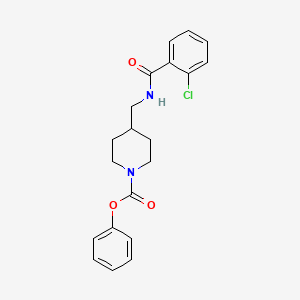 molecular formula C20H21ClN2O3 B2377744 Phenyl 4-((2-chlorobenzamido)methyl)piperidine-1-carboxylate CAS No. 1235092-53-1