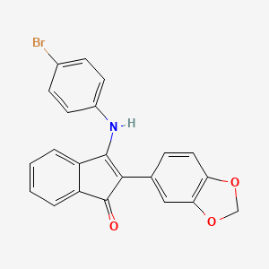 molecular formula C22H14BrNO3 B2377751 2-(1,3-Benzodioxol-5-yl)-3-(4-bromoanilino)inden-1-one CAS No. 1023875-63-9