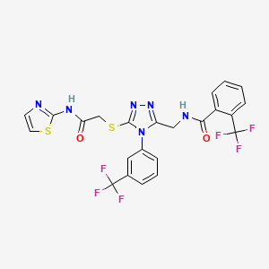 molecular formula C23H16F6N6O2S2 B2377776 N-((5-((2-氧代-2-(噻唑-2-基氨基)乙基)硫代)-4-(3-(三氟甲基)苯基)-4H-1,2,4-三唑-3-基)甲基)-2-(三氟甲基)苯甲酰胺 CAS No. 391938-98-0