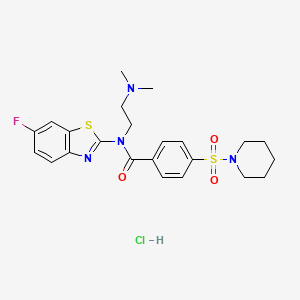 molecular formula C23H28ClFN4O3S2 B2377804 N-(2-(dimethylamino)ethyl)-N-(6-fluorobenzo[d]thiazol-2-yl)-4-(piperidin-1-ylsulfonyl)benzamide hydrochloride CAS No. 1216927-74-0