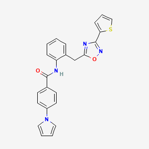molecular formula C24H18N4O2S B2377806 4-(1H-吡咯-1-基)-N-(2-((3-(噻吩-2-基)-1,2,4-恶二唑-5-基)甲基)苯基)苯甲酰胺 CAS No. 1705376-54-0