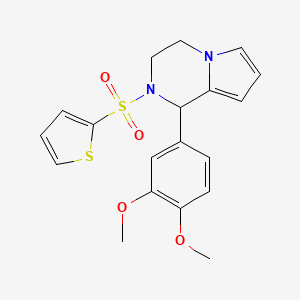 molecular formula C19H20N2O4S2 B2377807 1-(3,4-二甲氧基苯基)-2-(噻吩-2-基磺酰基)-1,2,3,4-四氢吡咯并[1,2-a]吡嗪 CAS No. 899739-69-6