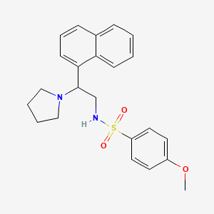 molecular formula C23H26N2O3S B2377811 4-methoxy-N-(2-(naphthalen-1-yl)-2-(pyrrolidin-1-yl)ethyl)benzenesulfonamide CAS No. 941960-36-7