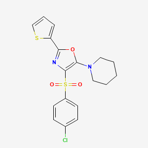 4-((4-Chlorophenyl)sulfonyl)-5-(piperidin-1-yl)-2-(thiophen-2-yl)oxazole