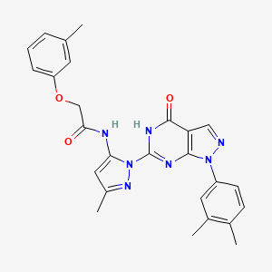 molecular formula C26H25N7O3 B2377816 N-(1-(1-(3,4-二甲基苯基)-4-氧代-4,5-二氢-1H-吡唑并[3,4-d]嘧啶-6-基)-3-甲基-1H-吡唑-5-基)-2-(间甲苯氧基)乙酰胺 CAS No. 1170534-41-4