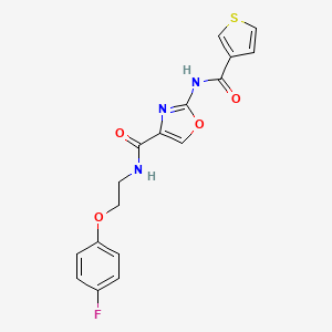 molecular formula C17H14FN3O4S B2377832 N-(2-(4-fluorophenoxy)ethyl)-2-(thiophene-3-carboxamido)oxazole-4-carboxamide CAS No. 1795484-05-7