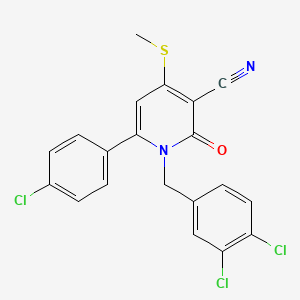 molecular formula C20H13Cl3N2OS B2377834 6-(4-Chlorophenyl)-1-(3,4-dichlorobenzyl)-4-(methylsulfanyl)-2-oxo-1,2-dihydro-3-pyridinecarbonitrile CAS No. 478042-95-4