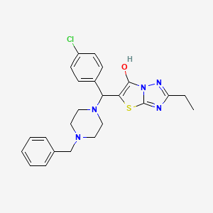 molecular formula C24H26ClN5OS B2377845 5-((4-Benzylpiperazin-1-yl)(4-chlorophenyl)methyl)-2-ethylthiazolo[3,2-b][1,2,4]triazol-6-ol CAS No. 898367-32-3
