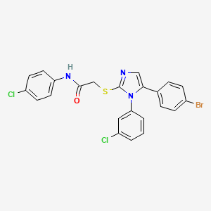 molecular formula C23H16BrCl2N3OS B2377847 2-((5-(4-bromophenyl)-1-(3-chlorophenyl)-1H-imidazol-2-yl)thio)-N-(4-chlorophenyl)acetamide CAS No. 1226446-71-4