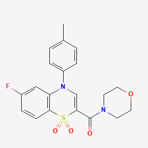 molecular formula C20H19FN2O4S B2377853 (6-Fluor-1,1-Dioxido-4-(p-Tolyl)-4H-benzo[b][1,4]thiazin-2-yl)(morpholino)methanon CAS No. 1251673-33-2