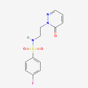 molecular formula C12H12FN3O3S B2377857 4-fluoro-N-(2-(6-oxopyridazin-1(6H)-yl)ethyl)benzenesulfonamide CAS No. 1049494-88-3