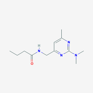 molecular formula C12H20N4O B2377858 N-((2-(dimetilamino)-6-metilpirimidin-4-il)metil)butiramina CAS No. 1797721-11-9