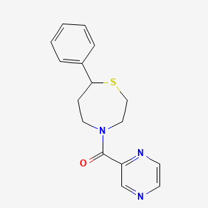 molecular formula C16H17N3OS B2377867 (7-Phenyl-1,4-thiazepan-4-yl)(pyrazin-2-yl)methanone CAS No. 1796961-39-1