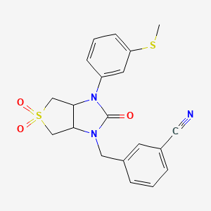 molecular formula C20H19N3O3S2 B2377868 3-({3-[3-(甲硫烷基)苯基]-5,5-二氧化-2-氧代六氢-1H-噻吩[3,4-d]咪唑-1-基}甲基)苯甲腈 CAS No. 912781-19-2
