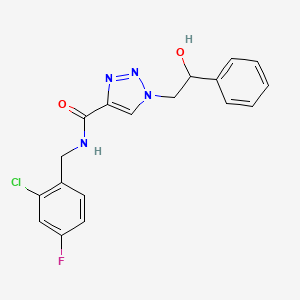 molecular formula C18H16ClFN4O2 B2377869 N-(2-chloro-4-fluorobenzyl)-1-(2-hydroxy-2-phenylethyl)-1H-1,2,3-triazole-4-carboxamide CAS No. 1396798-89-2