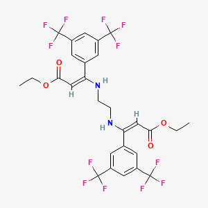 molecular formula C28H24F12N2O4 B2377877 ethyl (2E)-3-[3,5-bis(trifluoromethyl)phenyl]-3-[(2-{[(1E)-1-[3,5-bis(trifluoromethyl)phenyl]-3-ethoxy-3-oxoprop-1-en-1-yl]amino}ethyl)amino]prop-2-enoate CAS No. 1354455-09-6