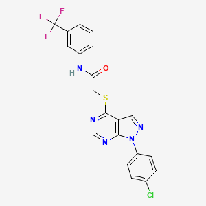 molecular formula C20H13ClF3N5OS B2377878 2-((1-(4-chlorophenyl)-1H-pyrazolo[3,4-d]pyrimidin-4-yl)thio)-N-(3-(trifluoromethyl)phenyl)acetamide CAS No. 893913-50-3