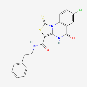 molecular formula C19H14ClN3O2S2 B2377879 7-氯-5-氧代-N-苯乙基-1-硫代-4,5-二氢-1H-噻唑并[3,4-a]喹啉-3-甲酰胺 CAS No. 1111062-66-8