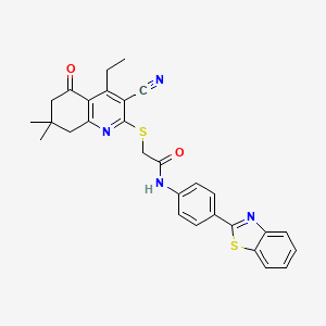 N-[4-(1,3-benzothiazol-2-yl)phenyl]-2-[(3-cyano-4-ethyl-7,7-dimethyl-5-oxo-6,8-dihydroquinolin-2-yl)sulfanyl]acetamide