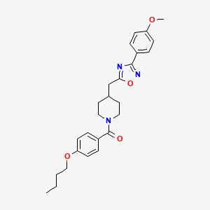 molecular formula C26H31N3O4 B2377891 1-(4-丁氧基苯甲酰)-4-{[3-(4-甲氧基苯基)-1,2,4-恶二唑-5-基]甲基}哌啶 CAS No. 1775482-34-2
