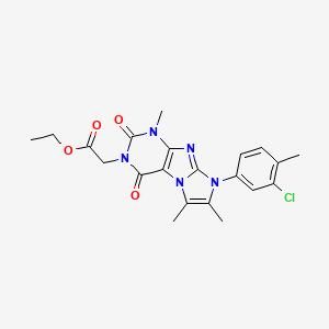 molecular formula C21H22ClN5O4 B2377897 Ethyl 2-[6-(3-chloro-4-methylphenyl)-4,7,8-trimethyl-1,3-dioxopurino[7,8-a]imidazol-2-yl]acetate CAS No. 878733-52-9