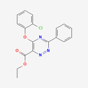 molecular formula C18H14ClN3O3 B2377901 5-(2-氯苯氧基)-3-苯基-1,2,4-三嗪-6-甲酸乙酯 CAS No. 338957-42-9