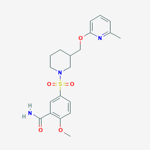 2-Methoxy-5-[3-[(6-methylpyridin-2-yl)oxymethyl]piperidin-1-yl]sulfonylbenzamide